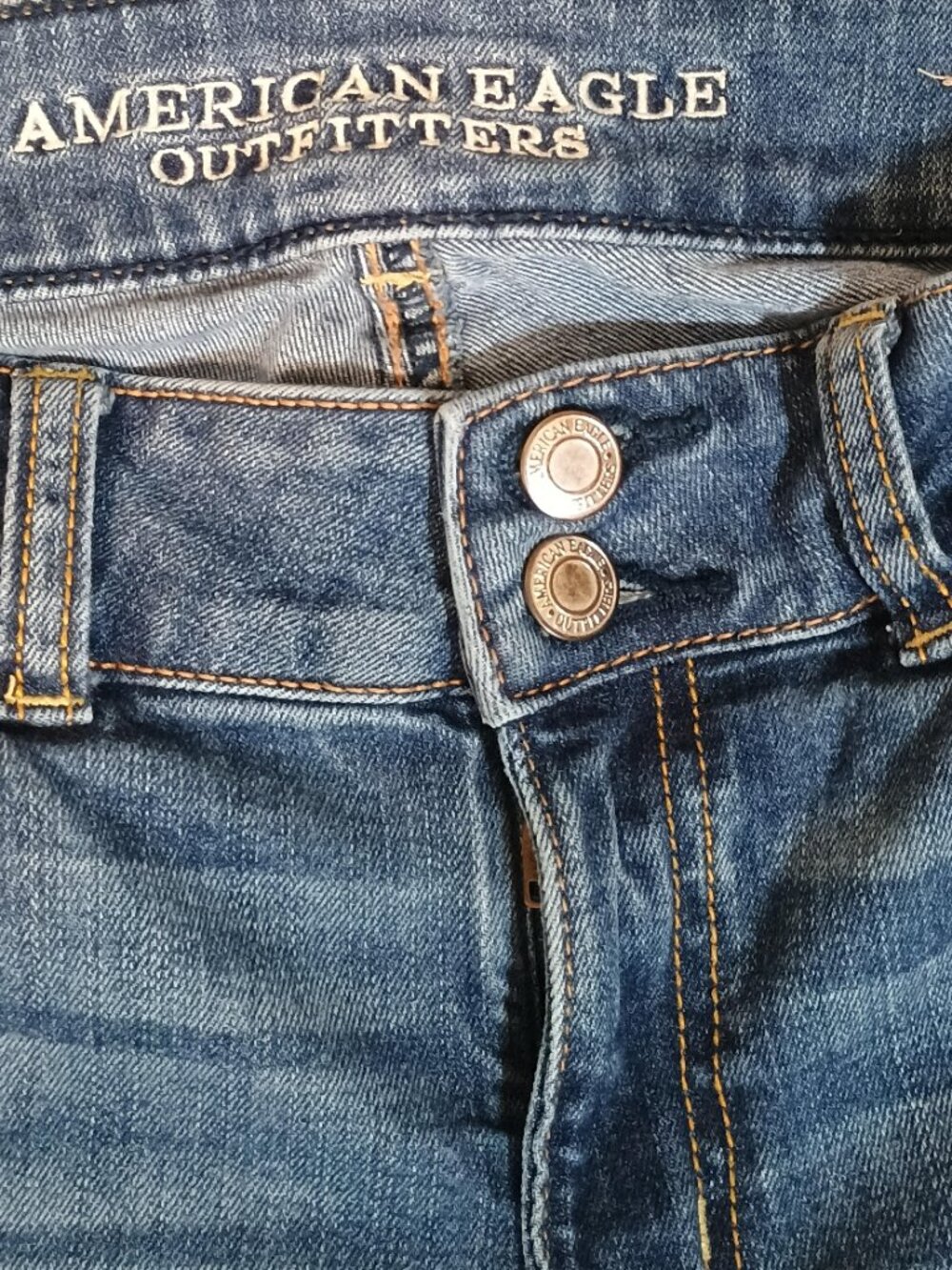 American Eagle/Artist Jeans/Womens 8 Long Blue Low Rise Flare Bootcut Y2K Festiv - Picture 3 of 11